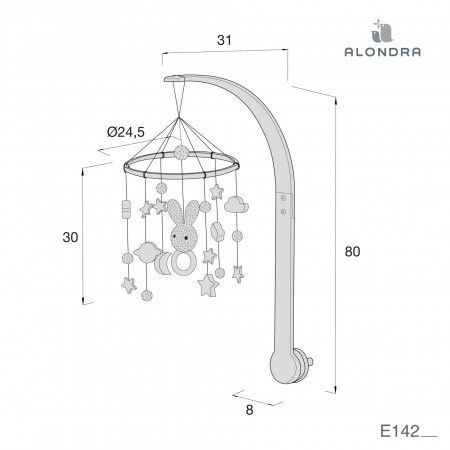 MOVIL DE MADERA CUNA Y MINICUNA ALONDRA