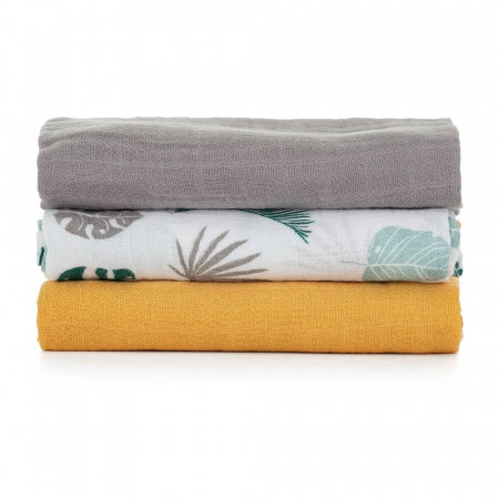 SET 3 MUSELINAS BAMBU 70x70 PETITE&MARS