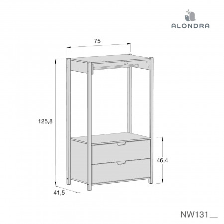 ARMARIO MONTESSORI CON COLGADOR Y CAJONES ALONDRA