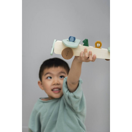 AVION CON PERSONAJES DE MADERA TRIXIE