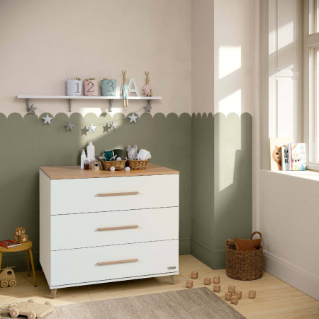 COMODA MICUNA 3 CAJONES BLANCO/MADERA CP1972