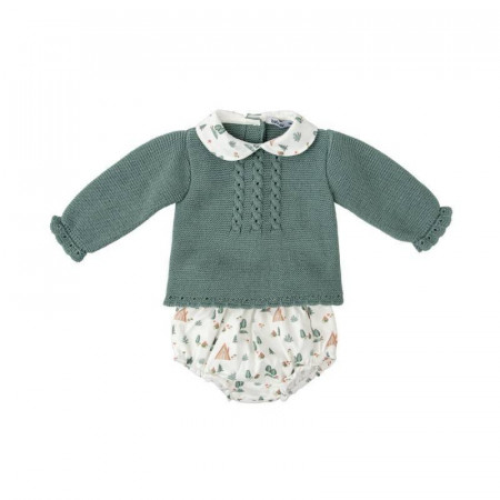 CONJUNTO BEBE PUNTO RANITA CON CAPOTA BABIDU