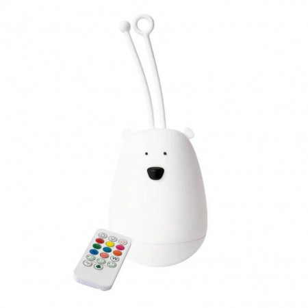 LAMPARA DE SILICONA OSO BLANCO CON COLGADOR Y CONTROL REMOTO