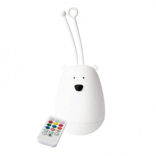 LAMPARA DE SILICONA OSO BLANCO CON COLGADOR Y CONTROL REMOTO