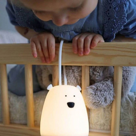 LAMPARA DE SILICONA OSO BLANCO CON COLGADOR Y CONTROL REMOTO