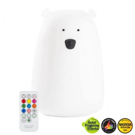 LAMPARA DE SILICONA OSO BLANCO CON CONTROL REMOTO